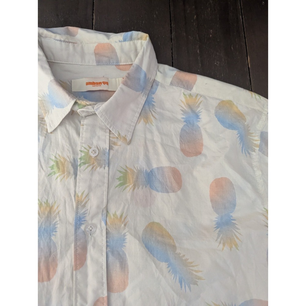 Ambsn California Pineapple Express Shirt Mens Large Short Sleeve Button Up